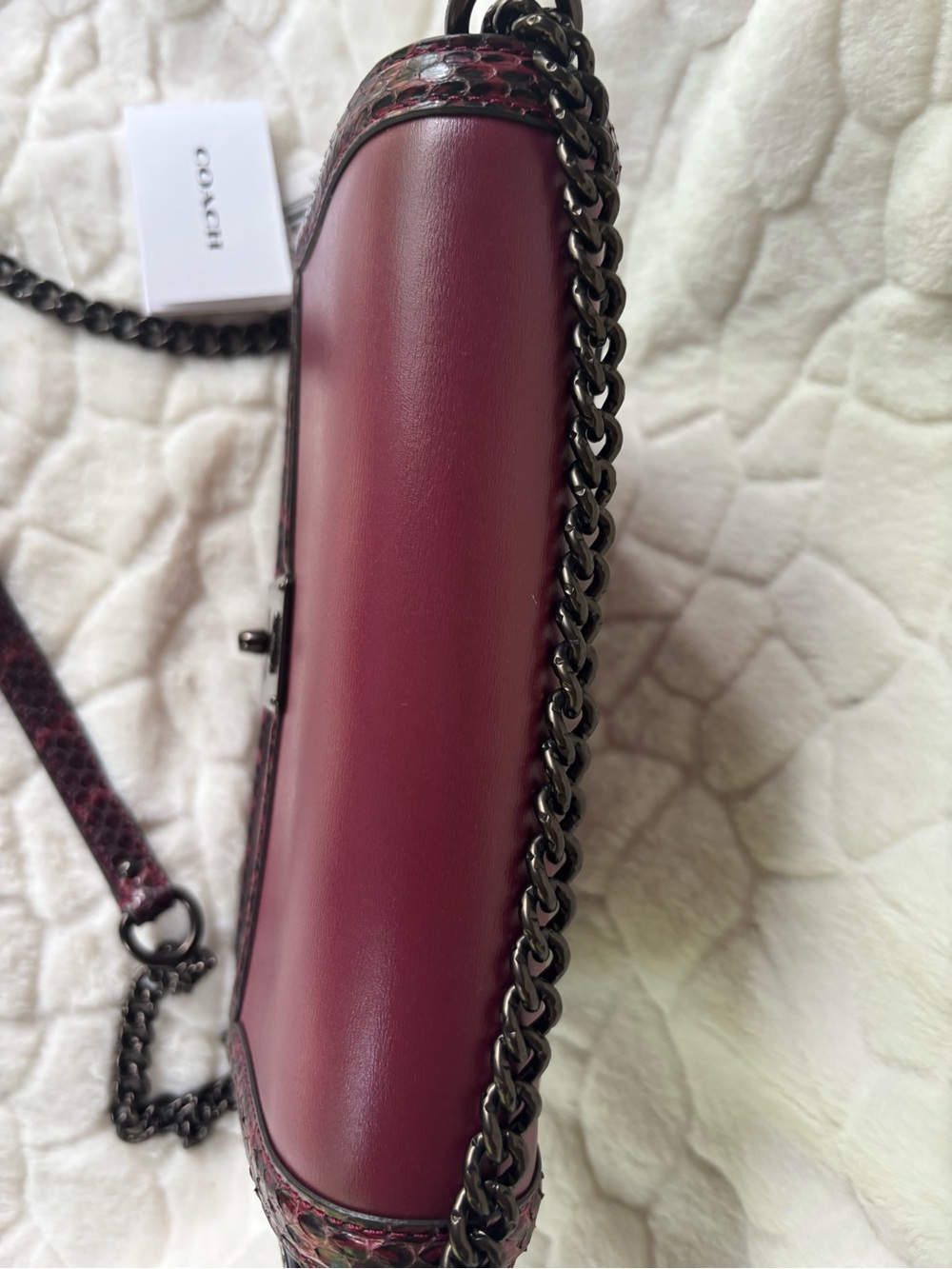 Coach Hutton Shoulder Bag With Snakeskin Detail - Picture 7 of 16